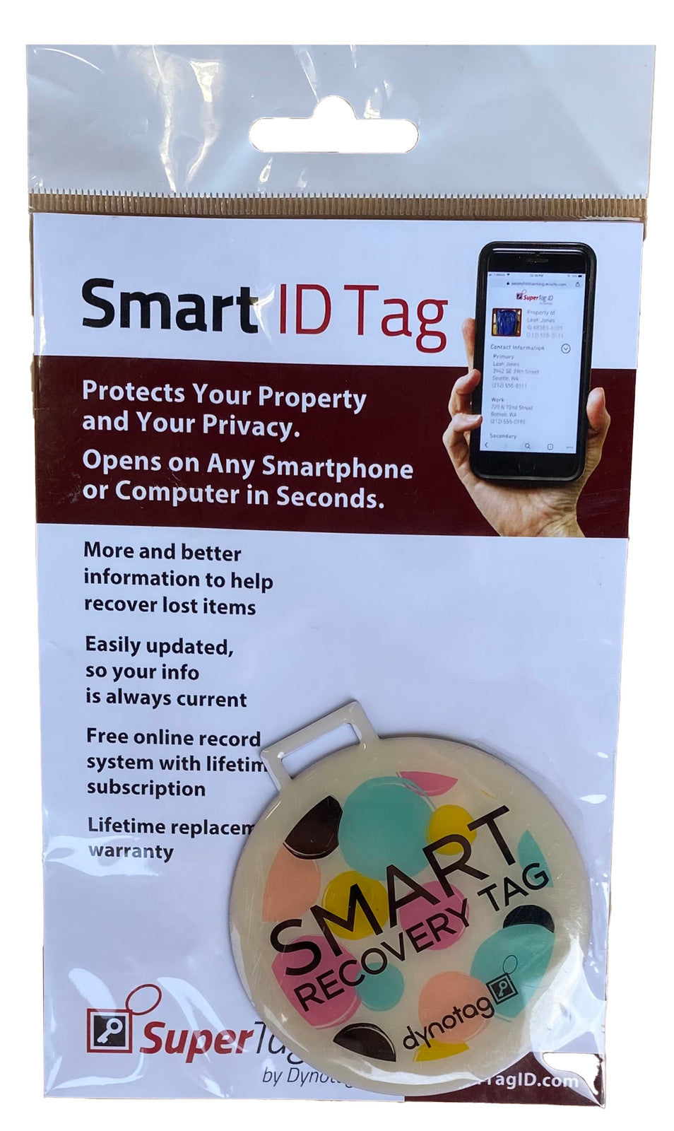 New DYNOTAG SMART LUGGAGE Travel ID TAG Web Enabled w/ Deluxe Braided Steel Loop