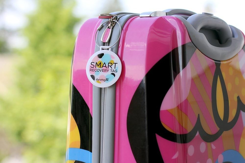 New DYNOTAG SMART LUGGAGE Travel ID TAG Web Enabled w/ Deluxe Braided Steel Loop