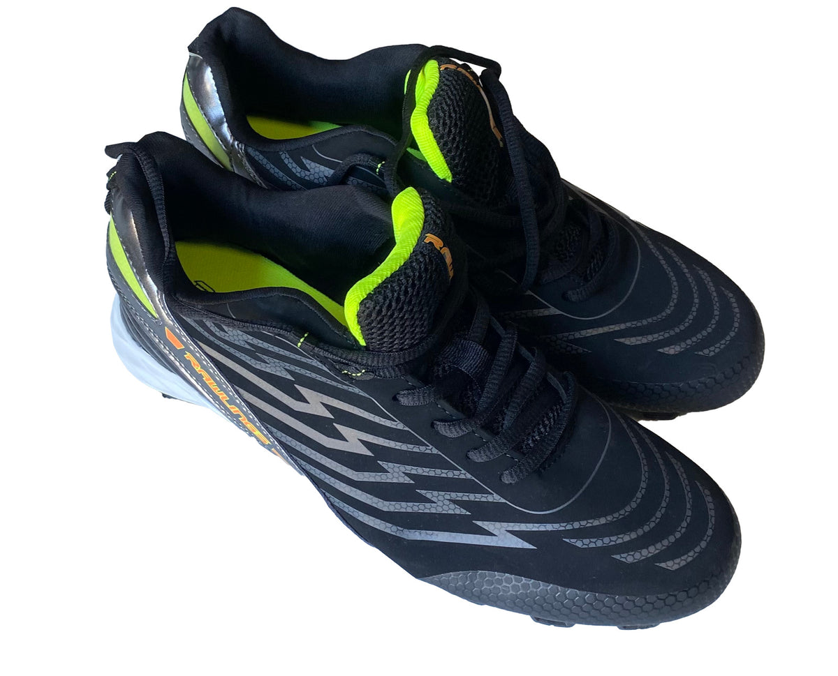 New RAWLINGS Men's Size 9.5 BASEBALL CLEATS Black w/ Neon Yellow NWT Softball