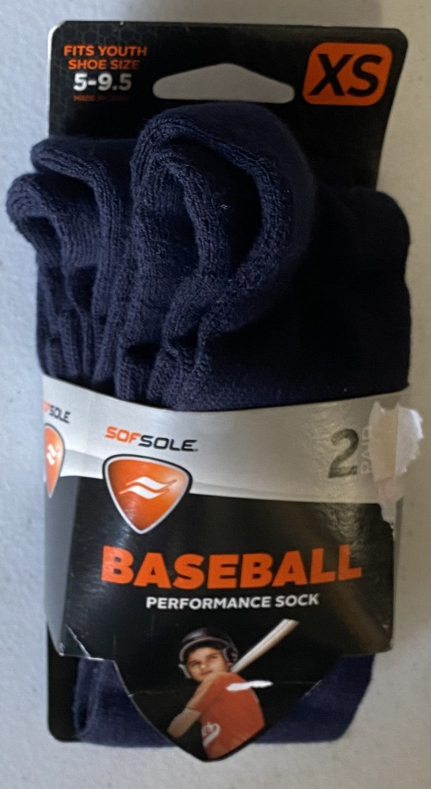 New SOF SOLE Navy Blue BASEBALL SOCKS 2 Pair YOUTH XS Size 5~9 1/2 Little League