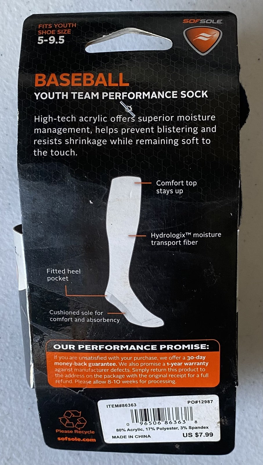 New SOF SOLE Navy Blue BASEBALL SOCKS 2 Pair YOUTH XS Size 5~9 1/2 Little League