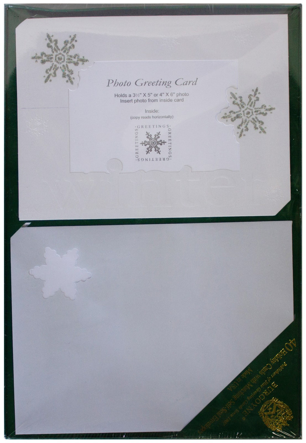 New BURGOYNE GREETING CARD SET Of 40 w/ Envelopes Holiday Silver Snowflake NIB !